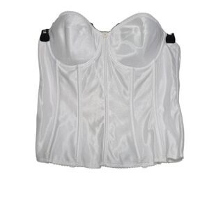 Dominique Women's Size 36C White Satin Mesh Strapless Longline Bra